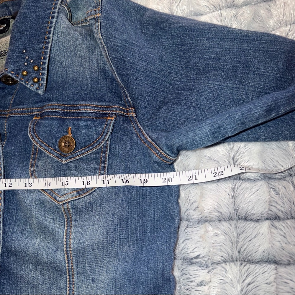 Harley-Davidson Vintage Denim Embroidered Jacket Womens Size L Eagle Studded - Picture 12 of 14